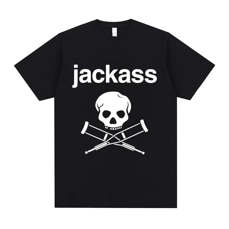 Jackass Skull Crutch Logo T-Shirt Men Women Fashion Oversized Cotton Short Sleeve t Shirt Men 90S