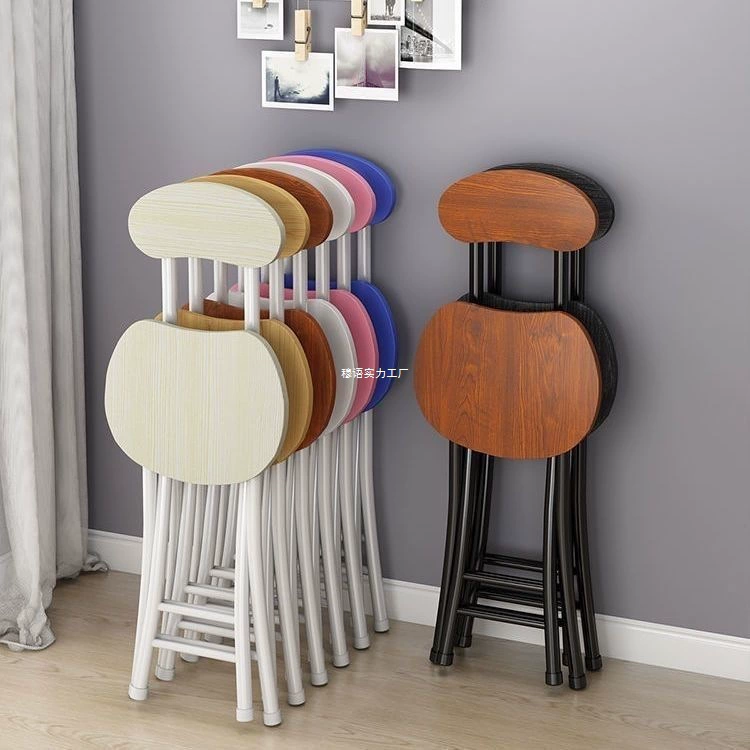 Складной стул-табурет со спинкой, портативный домашний обеденный стул, красочный тренировочный стул, аренда дома, балкон, общежитие, креативный круглый табурет