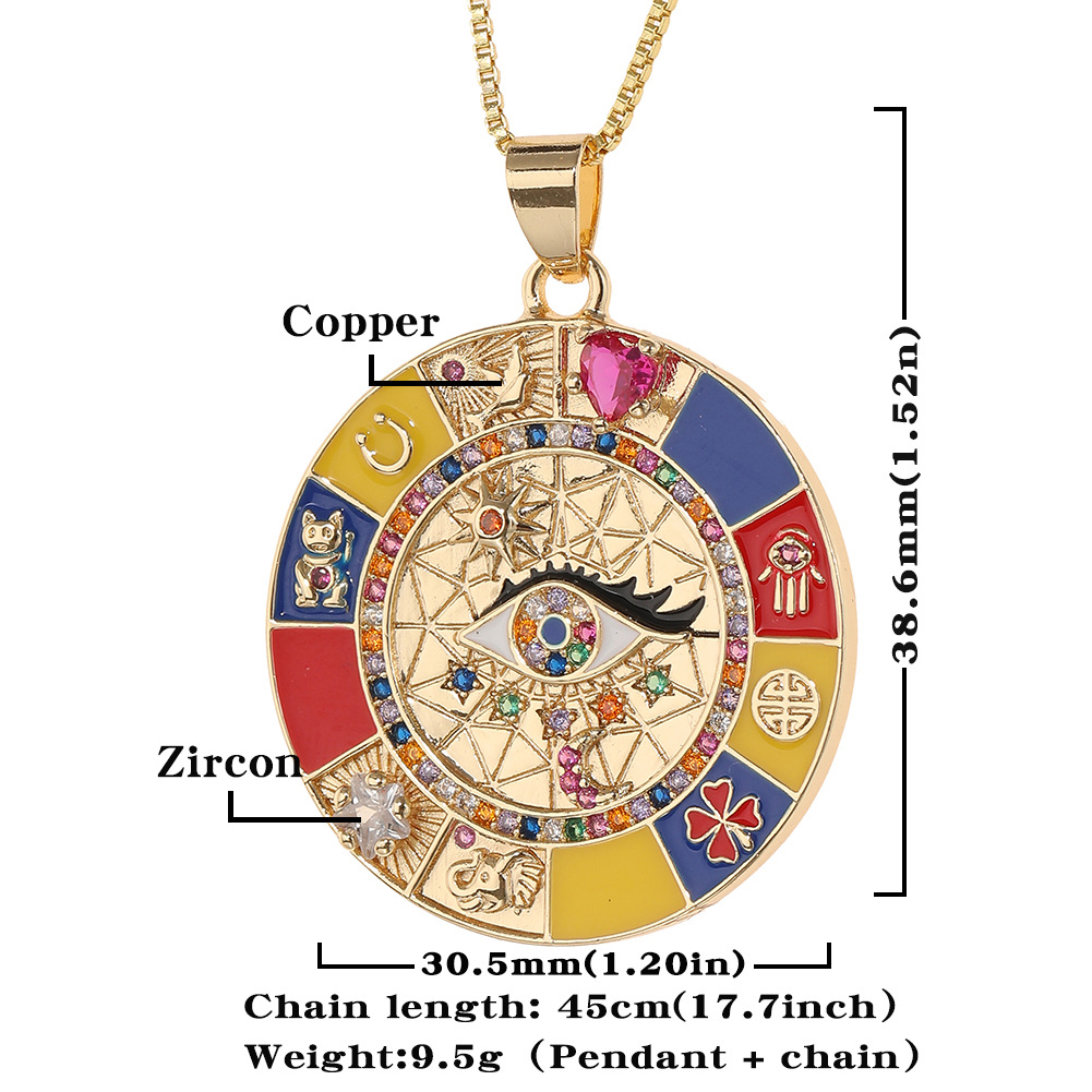 New Evil Eye Pendant Drop Oil Diamonds Geometric Womenu0027s Copper Necklace