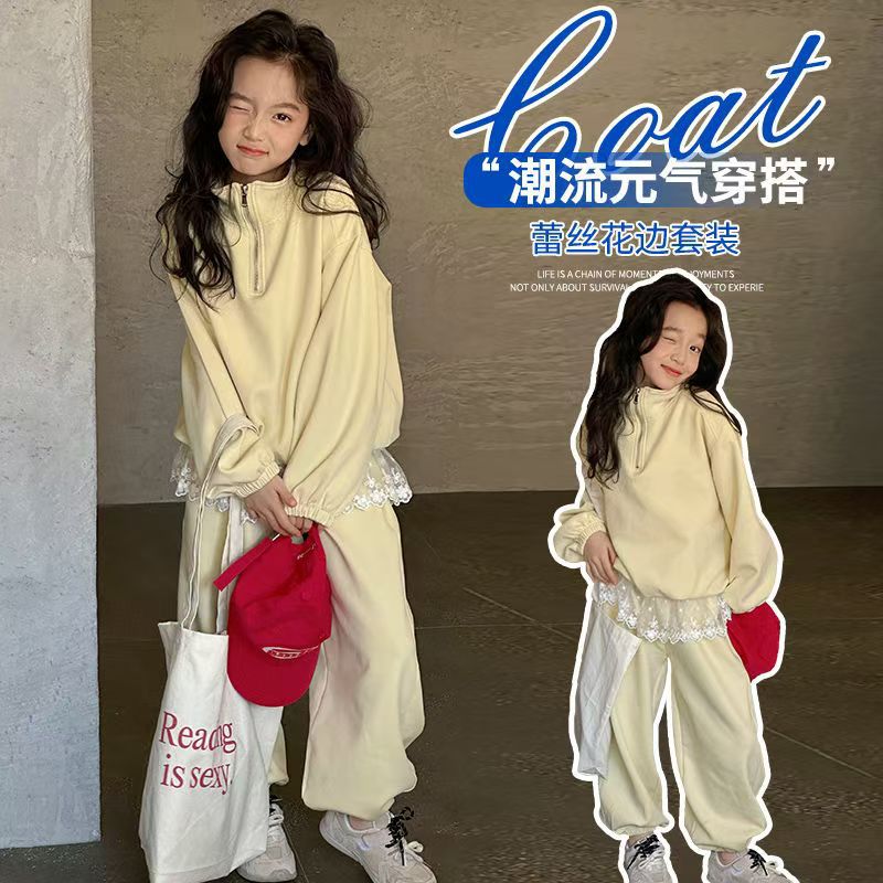 Girls' Sweatshirt Set, Casual Sportswear, 2025 New Style, Spring and Autumn, Stylish and Trendy, Popular Two-Piece Children's Clothing Set