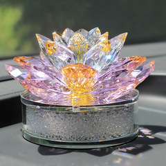水晶蓮花汽車擺件中控台車載香水座2022車內裝飾品水晶工藝品批發