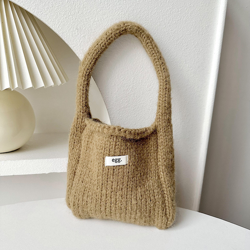 Nuevo huevo de punto de lana bolso para las mujeres Otoño e Invierno estilo coreano simple todo-partido pequeño bolso portátil pequeño bolso cuadrado
