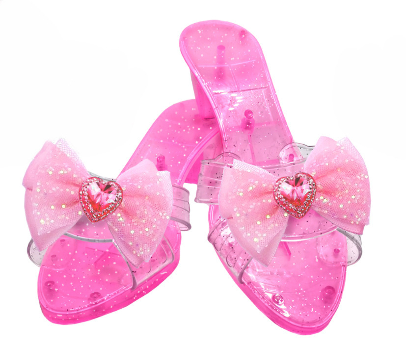 더블 레이어 활 복숭아 심장 다이아몬드 투명 진주 밑창 핑크