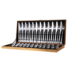 不锈钢刀叉勺套装木盒48件套1010不锈钢餐具牛排刀商务礼品礼盒