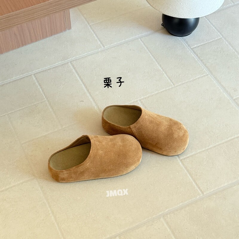 真皮内增高厚底勃肯鞋女外穿秋冬新款森系复古丑萌大头包头半拖鞋|undefined