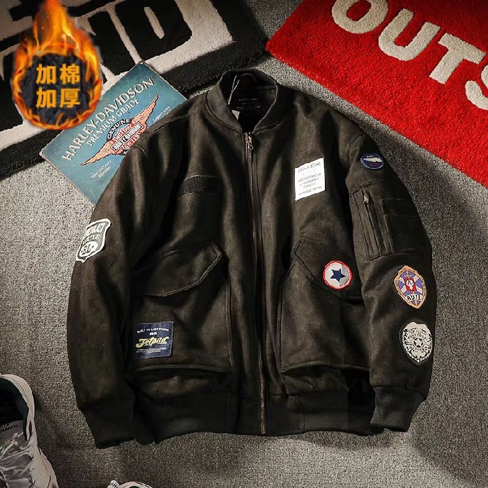 Otoño e Invierno marca de moda americana abrigo de algodón hombres Ma1 piloto chaqueta de béisbol Chaqueta de algodón y engrosamiento chaqueta 12