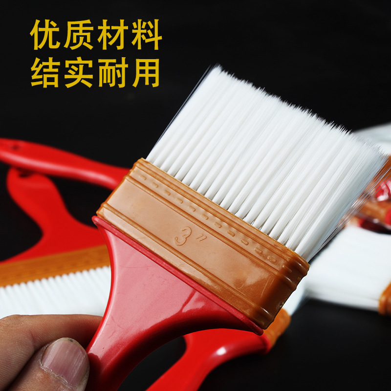 Cepillo de lana de mango de plástico cepillo de seda de mango rojo a base de agua 1 pulgada 2 pulgadas 3 pulgadas 4 pulgadas cepillo de pintura de látex cepillo de lana suave