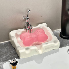 Cheese light luxury ceramic soap box without water accumulation and no punching high-value soap box for household rabbit soap dish wholesale