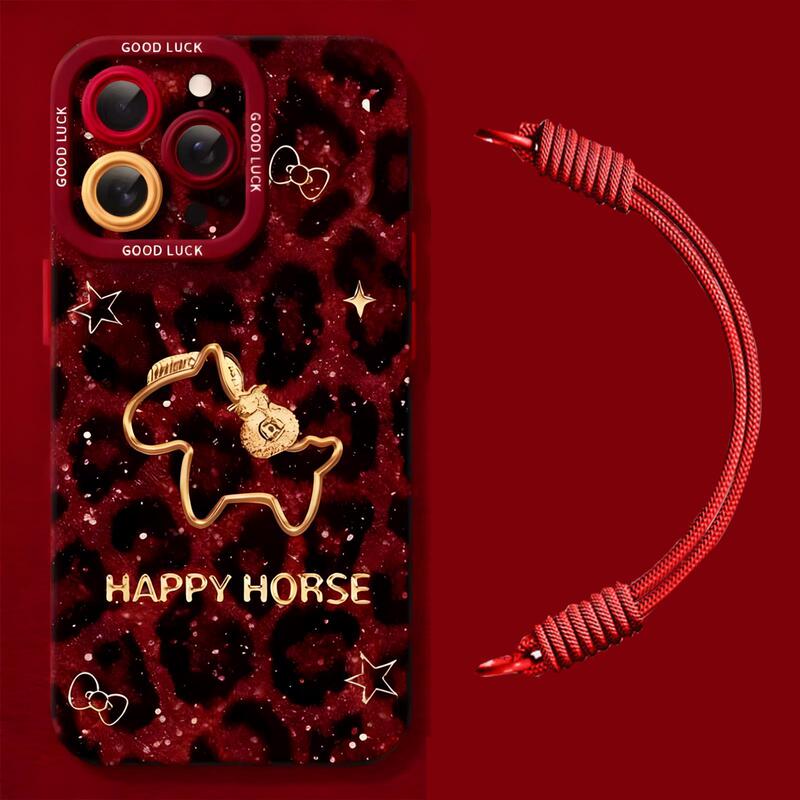 Leopard Print Pony Case Suitable for Apple 16 Pro Max Phone Case, Apple 17 Pro New Year Model, 15 Red Silicone Couple Case Leopard Print Pony Case Suitable for Apple 16 Pro Max Phone Case, Apple 17 Pro New Year Model, 15 Red Silicone Couple Case