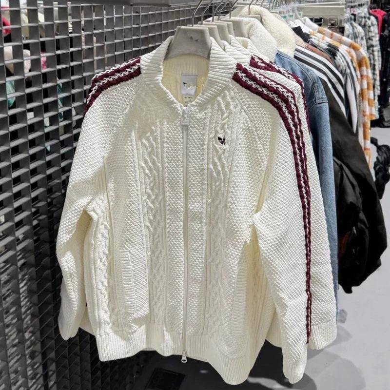 High-quality spring clover-patterned knitted sweater, unisex, with a stand-up collar, loose-fitting, sporty, and casual cardigan jacket High-quality spring clover-patterned knitted sweater, unisex, with a stand-up collar, loose-fitting, sporty, and casual cardigan jacket