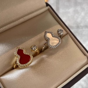 法式复古福禄红玛瑙满钻葫芦戒指女简约时尚轻奢气质高级感食指戒