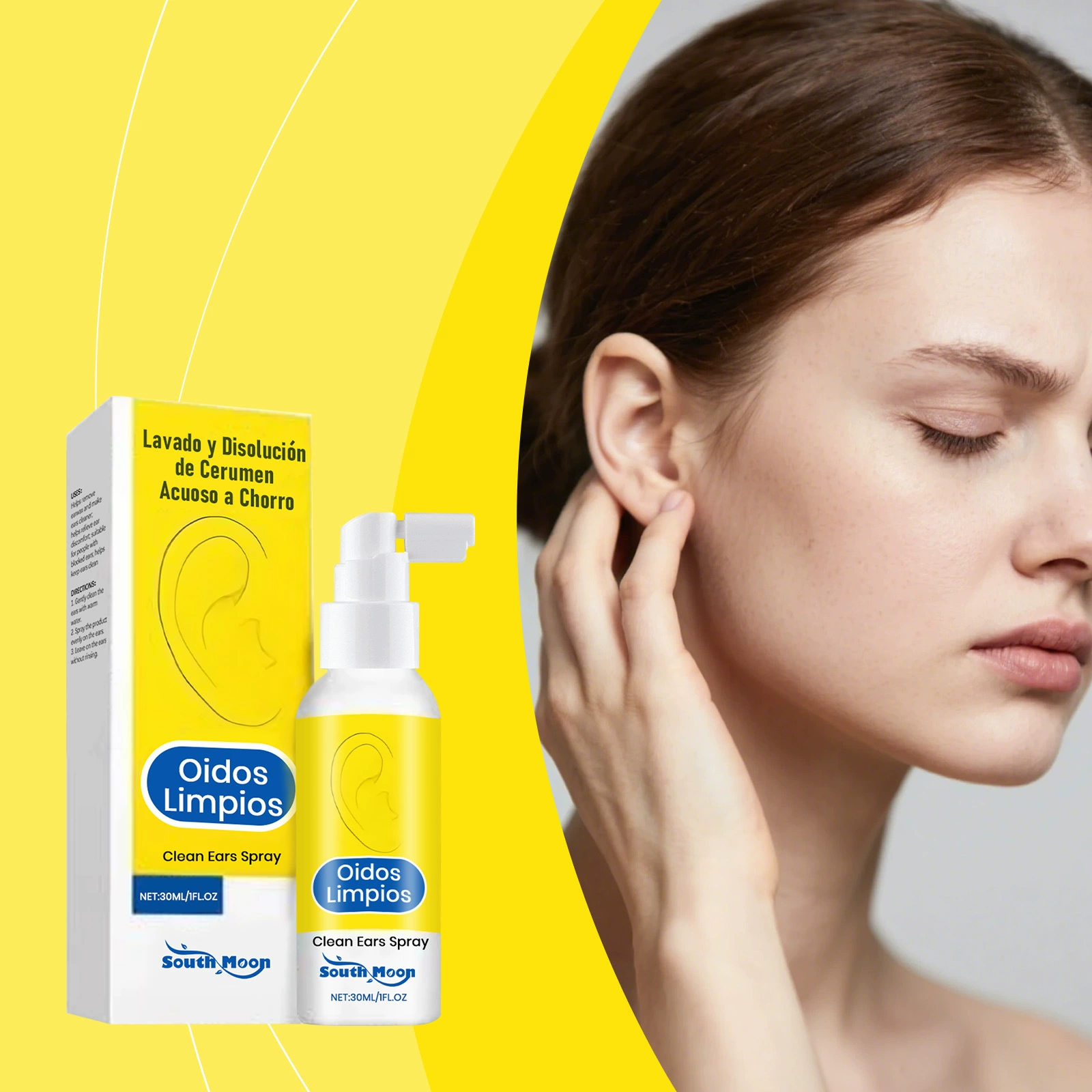 SOUTH MOON Спрей для ухода за ушами Нежные ингредиенты Питательный очищающий спрей для ухода за ушами в клетку