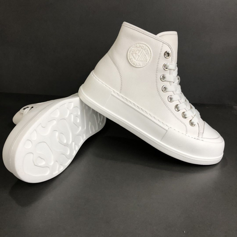 Cross-Border White First-Layer Cowhide Lace-Up High-Top Sneakers for Men, Urban Street Hip-Hop Trendy Versatile Casual Genuine Leather Shoes Cross-Border White First-Layer Cowhide Lace-Up High-Top Sneakers for Men, Urban Street Hip-Hop Trendy Versatile Casual Genuine Leather Shoes