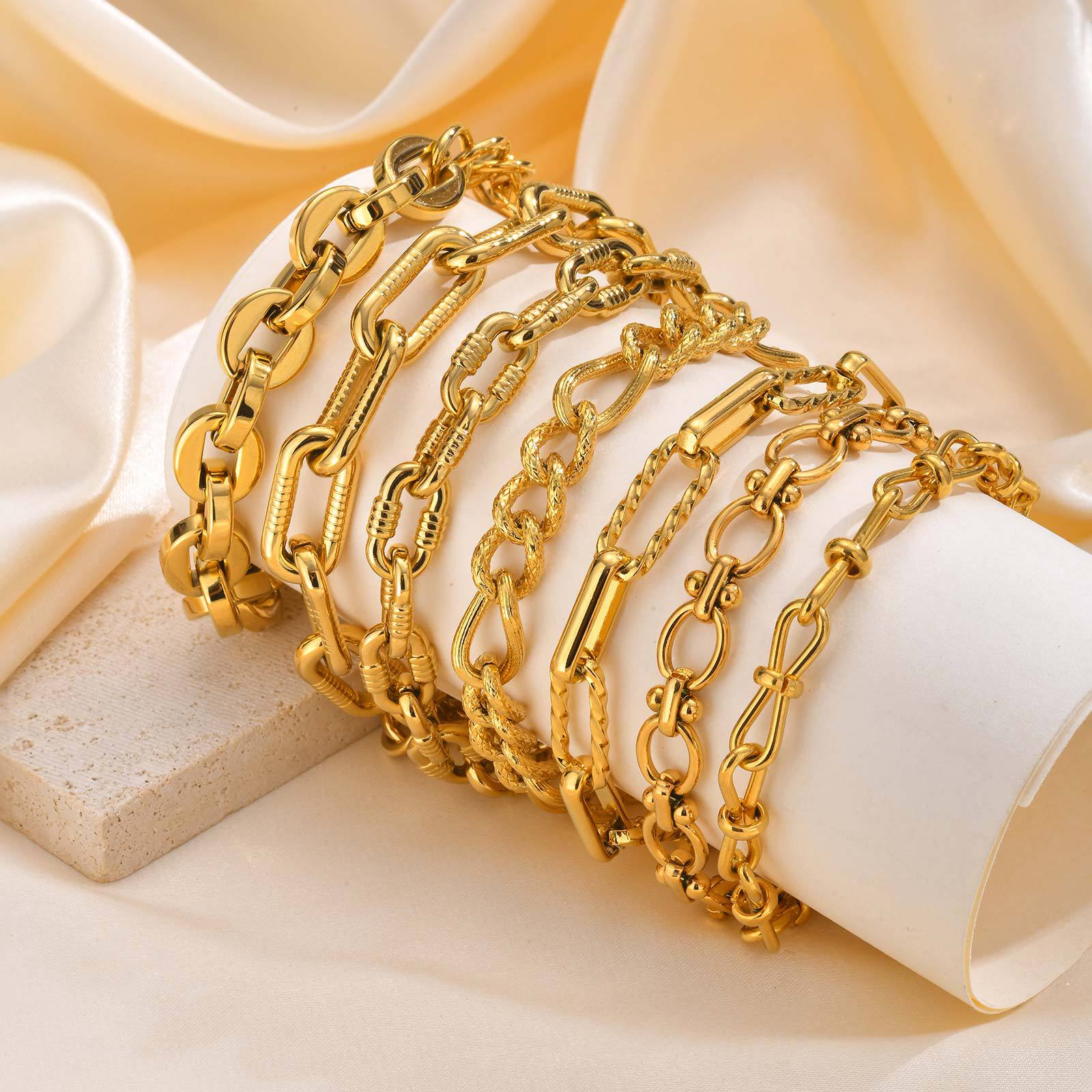 coffee bean chain Chain Type 1 Piece Quantity Holiday, Daily Occasion 304 Stainless Steel Material Solid Color Pattern Vacation Simple Style Solid Color 304 Stainless Steel Coffee Bean Chain Chain Bracelet In Bulk