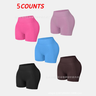 Women's European Size Cross-Border Seamless Butt-Lifting Three-Point Pants Tight Yoga Shorts High-Waist Elastic Tummy-Tightening Butt-Lifting Fitness Pants