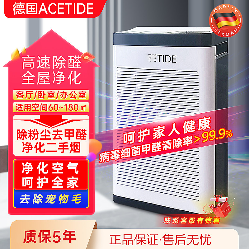 German Air Purifier Removes Formaldehyde, Sterilizes Indoor Filter, Removes Second-Hand Smoke, Removes Dust and Absorbs Pet Hair