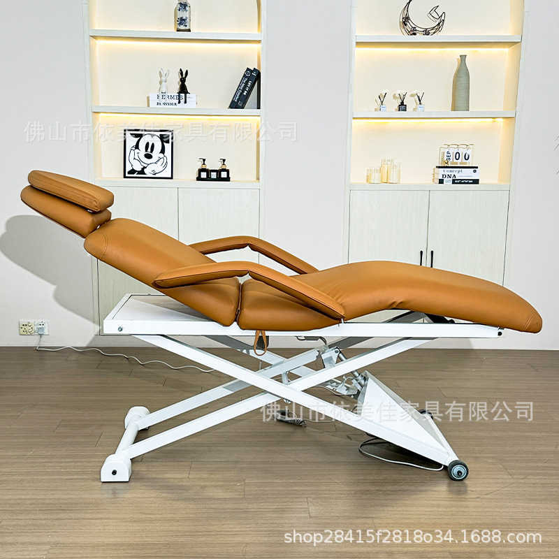 Cama de belleza eléctrica con agujero ventilado elevación de control de pie ajuste de altura con masaje SPA doble reposabrazos calefacción de la superficie de la cama