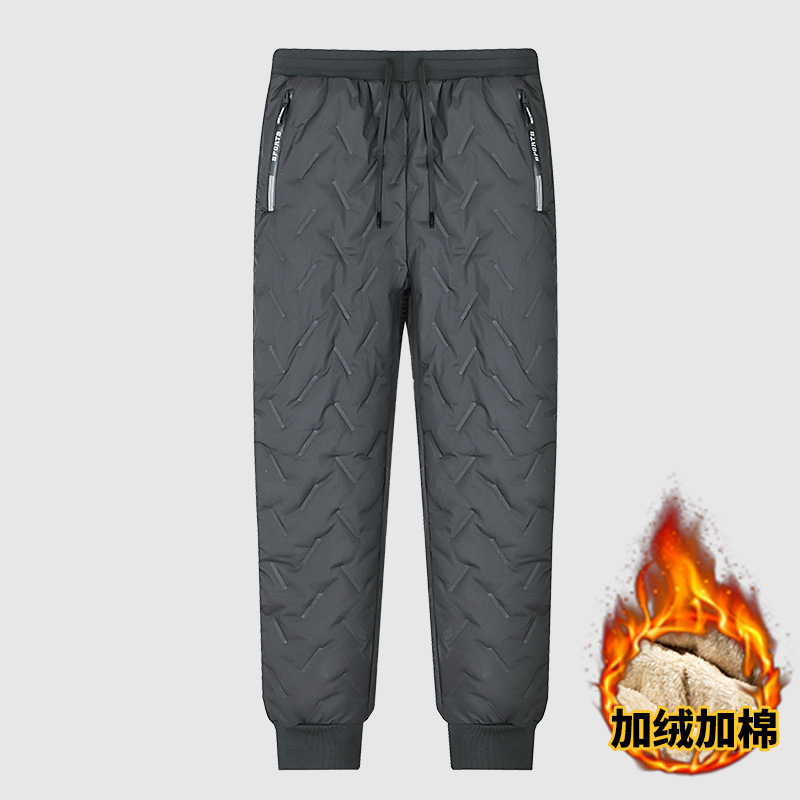 Pantalones de algodón cálidos para hombres sueltos a prueba de viento a prueba de frío pantalones casuales de cachemira de invierno con pantalones deportivos gruesos de lana