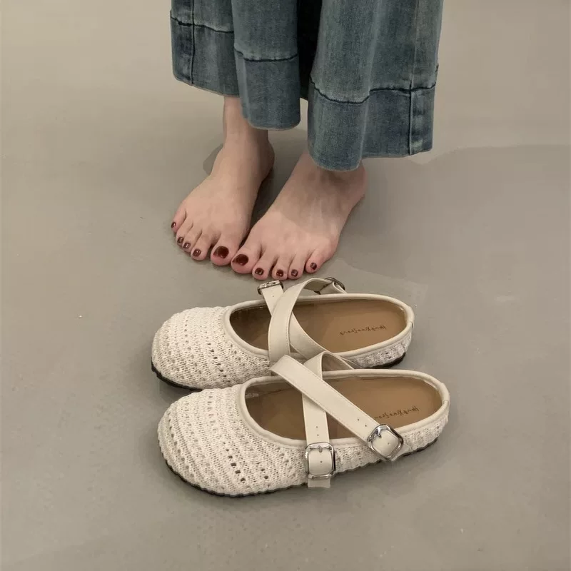 Wanwanfeng носит богемные туфли Birkenstock для женщин новая весна-лето 2025 отпуск, Mary Jane полузаноски