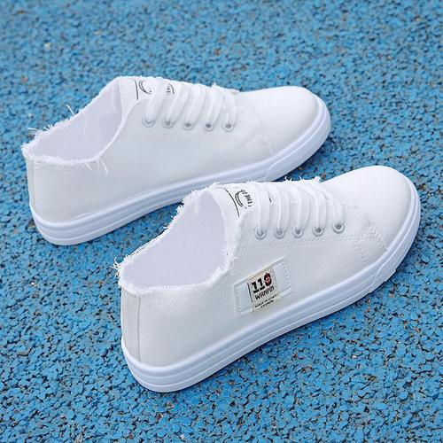 Women's Spring and Summer Canvas Shoes, White Shoes, Korean Style, Breathable Flat Student Shoes, Versatile Loafers, Fashion Shoes