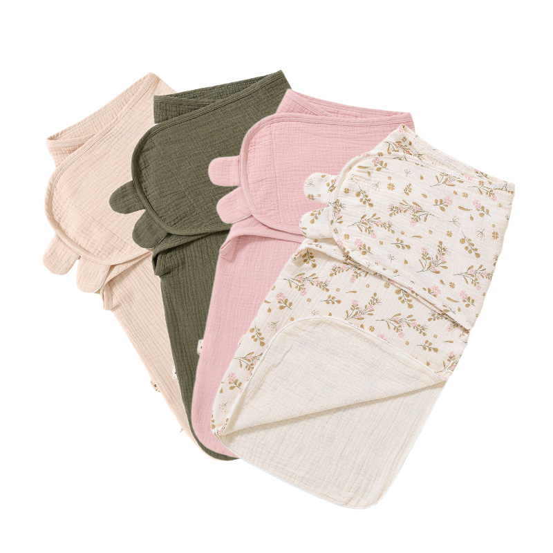 Baby Swaddle Blanket, Pure Cotton Gauze Anti-Startle Swaddle Sleeping Bag, Double-Layer with Bottom Zipper, Summer Thin Style