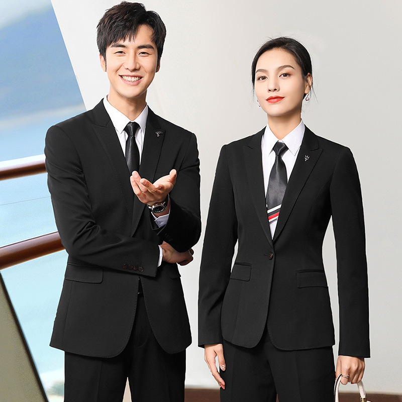 High-end Elastic force man 's suit coat men and women Same item Long sleeve suit suit coverall Real estate Business Suits Autumn and winter