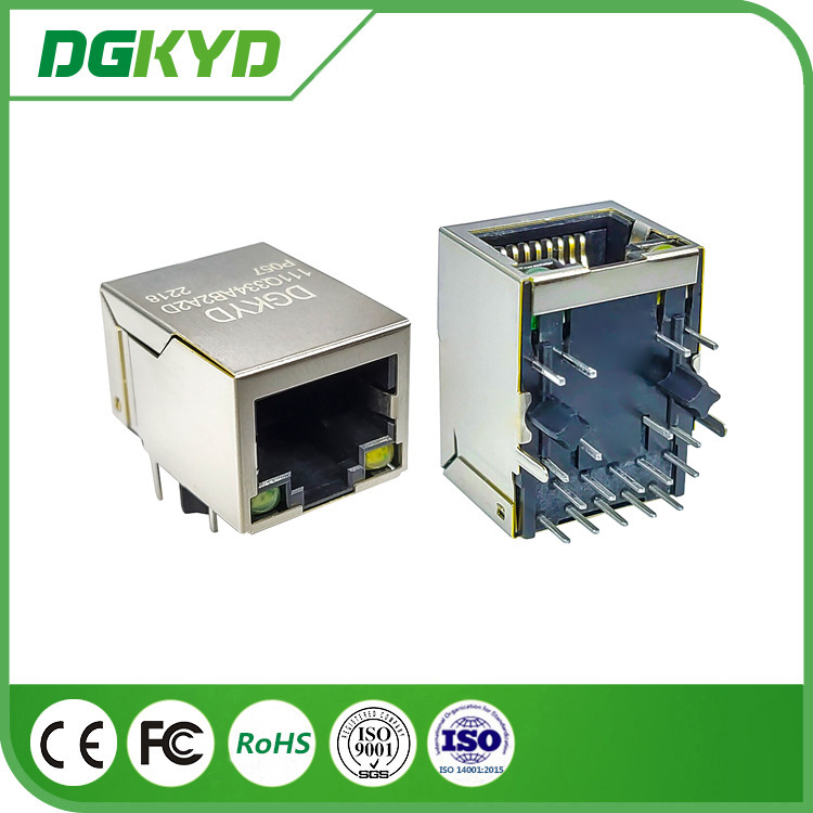 Rj45 Poe Gigabit Ethernet Filter Single-Port Network Connector with Light and Shielding 10P8C