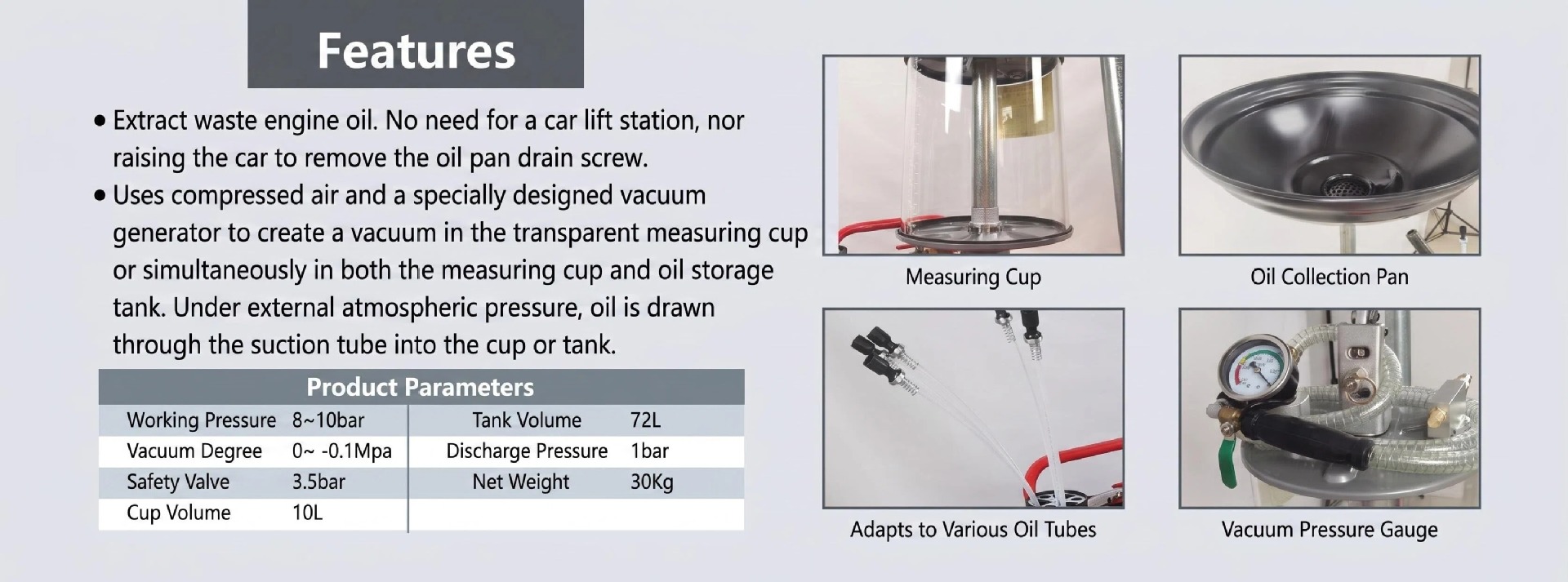 CARXPERT & LAUNCH Engine Waste Oil Extractor Vacuum Oil Extractor and Filler Integrated Machine for Oil Change
