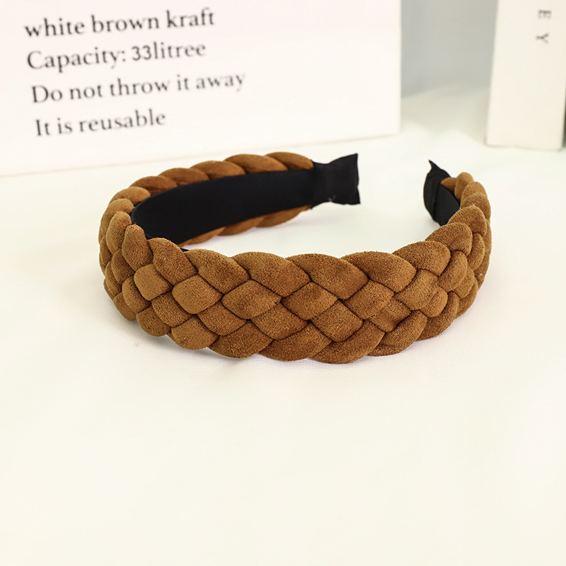 European And American New Style Solid Color Braided Wide Brim Press Hair Wash Headband Wholesale display picture 7