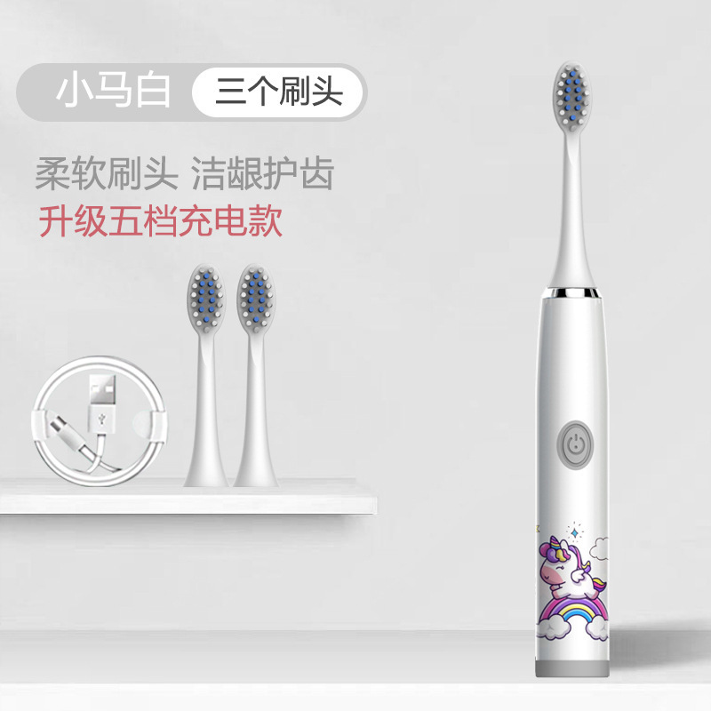 포니 화이트 충전 모델 [3 브러시 헤드 + USB 충전 라인]