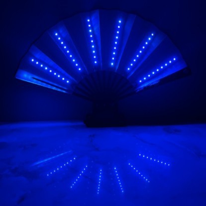 10-pulgadas LED luminoso ventilador discoteca plegable ventilador bar discoteca atmósfera Internet celebridad luminosa rendimiento apoyos tela de seda ventilador