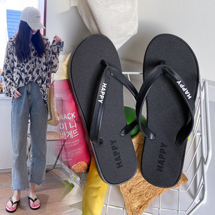 New Flip-flops Women's Summer Wear Flat Korean Style Solid Color Seaside Beach Shoes Couple Sandals Men's Wholesale