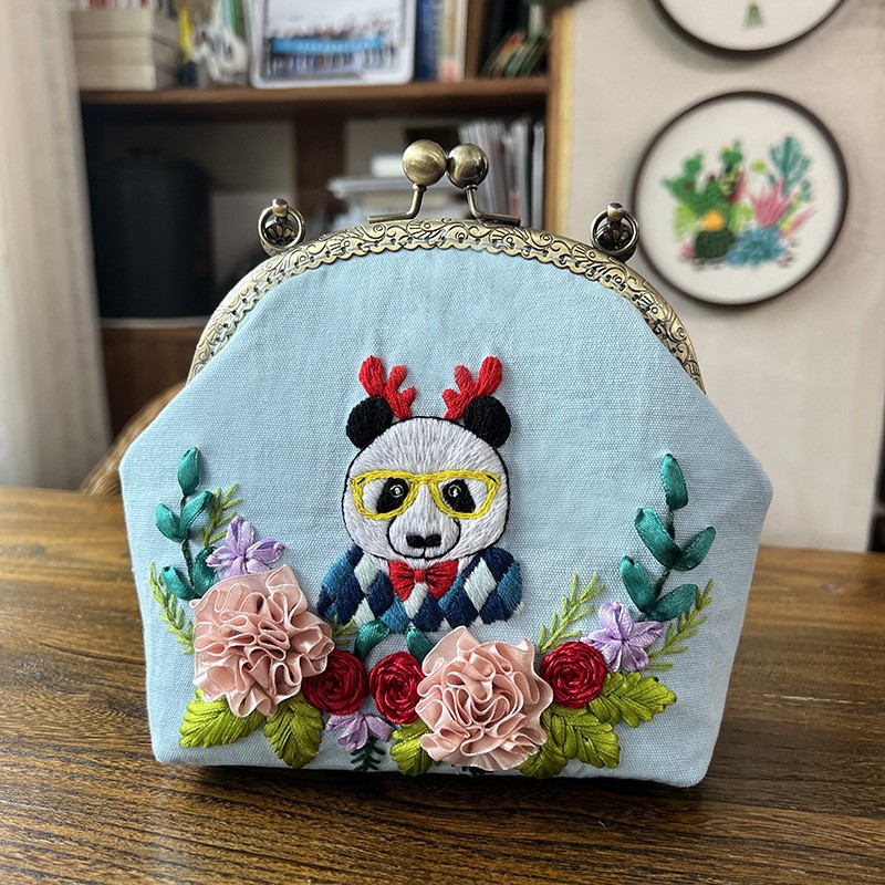Nueva boca Bolsa de Oro bordado europeo bolsa de material bordado hecho a mano bordado DIY cinta bordado Lu bordado hecho a mano crossbody bolsa de tela