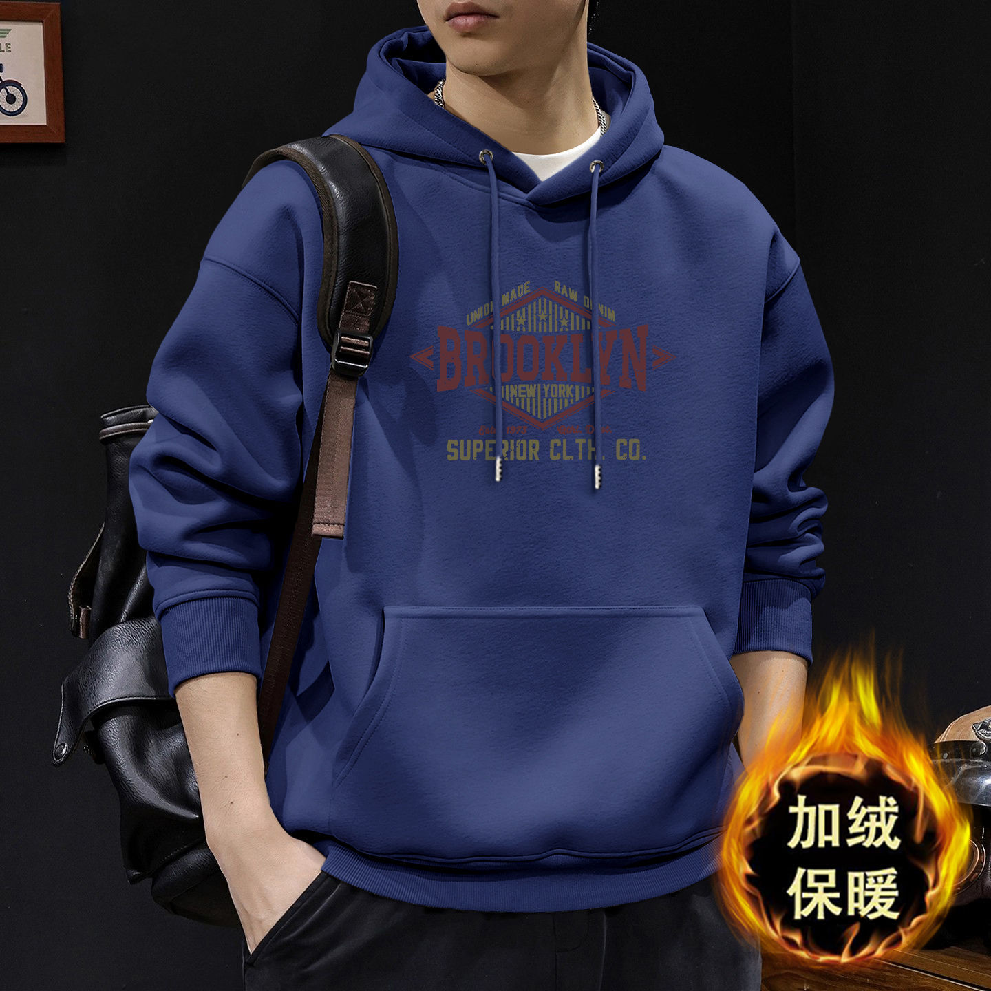 Chaqueta encapuchada para hombres otoño y invierno nuevo estilo de estilo de Hong Kong estilo coreano chaqueta grande suelta abrigo casual