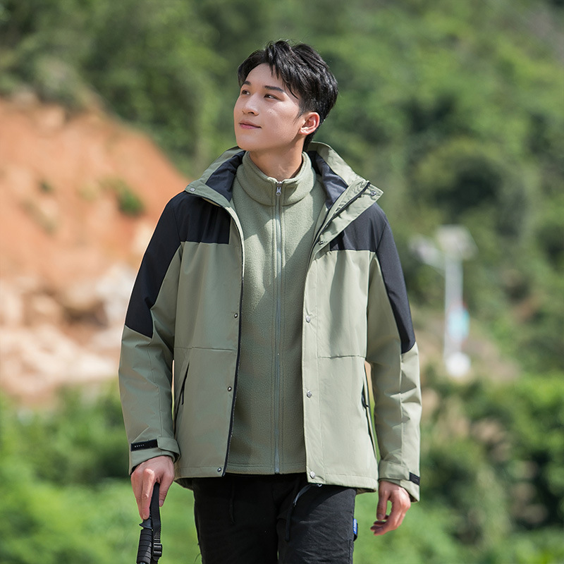 Chaqueta de otoño e invierno de dos piezas tres en uno desmontable para hombres y mujeres mismo forro polar chaqueta cálida al aire libre al por mayor