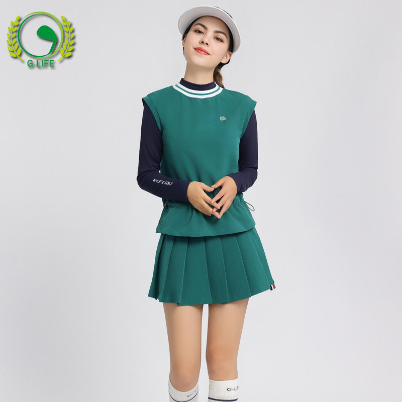 New Golf Women's Suit High Elastic Sports Top Round Neck Sleeveless Vest Women's Clothing Pleated Culottes New Golf Women's Suit High Elastic Sports Top Round Neck Sleeveless Vest Women's Clothing Pleated Culottes