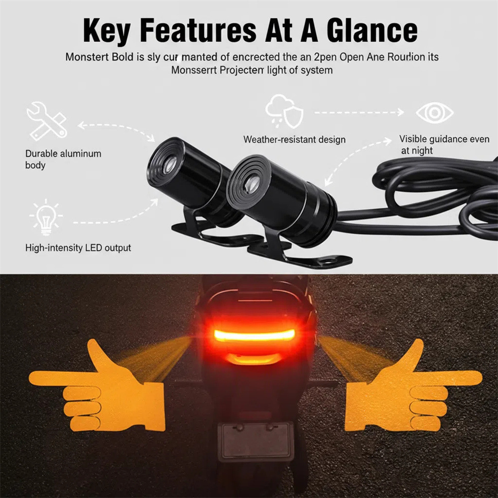 【Source Factory】Motorcycle Projector Turn Signal Light Led Atmosphere Turning Light Ground Light Gesture Light High Brightness Warning Light