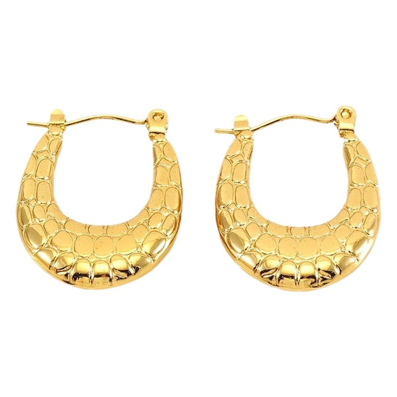 Cruz-frontera europea y americana de acero de titanio cuadrado hebilla de La Oreja nicho femenino Sentido de diseño no se desvanece chapado en oro de 18 quilates pendientes irregulares hebilla de la oreja