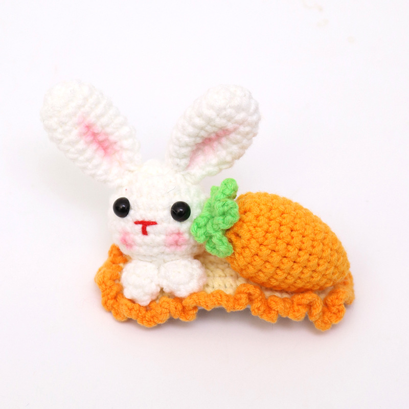 Knitted cute three dimensional rabbit handmade