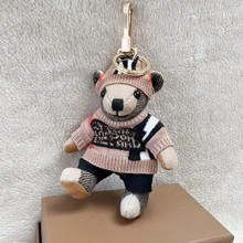 B家小熊挂件山羊绒格子泰迪熊送生日礼品汽车钥匙扣情侣包挂件