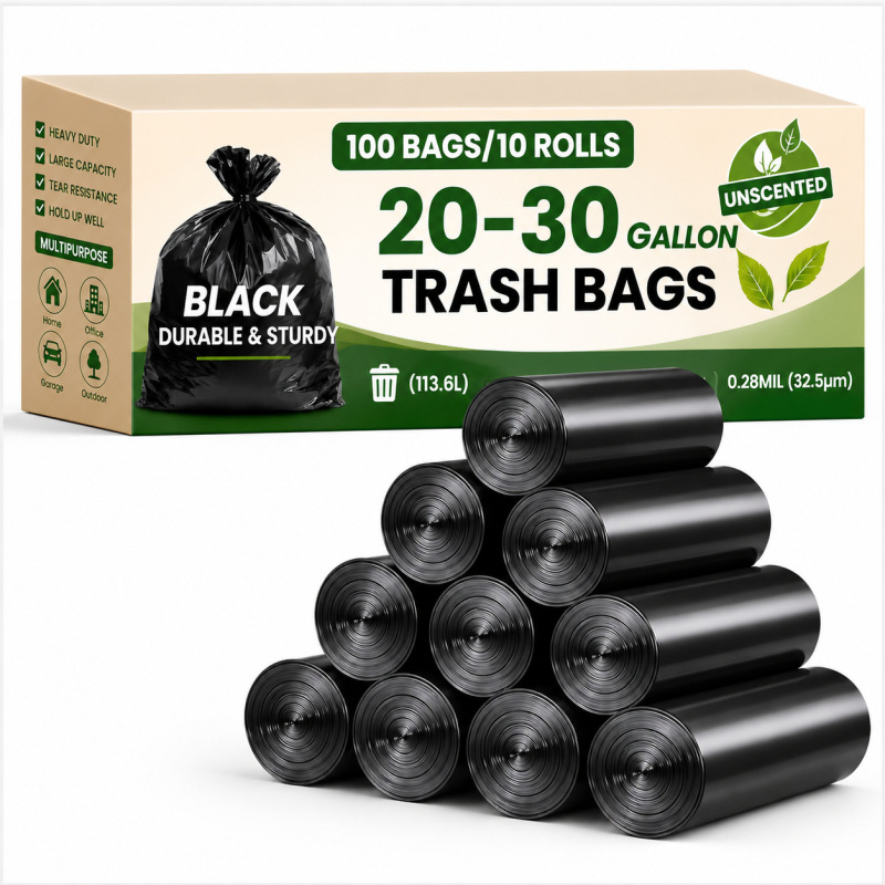 20-30 Gallon Black Thickened Trash Bags 1.28Mil 30* 35inch Commercial Large Trash Can Liners 20-30 Gallon Black Thickened Trash Bags 1.28Mil 30* 35inch Commercial Large Trash Can Liners