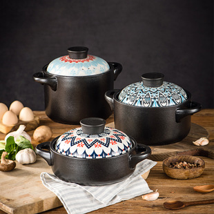 Factory wholesale ceramic pot net red double ear casserole open flame induction cooker soup stew stew dry burning uncracked casserole