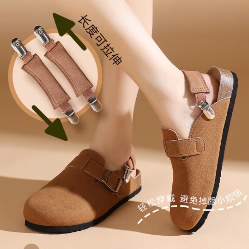 Trendy Birkenstock-Style Non-Slip Shoe Buckle Slippers with Anti-Slip Heel Strap, Cotton Slippers with Non-Slip Heel Strap, Lazy Slip-On