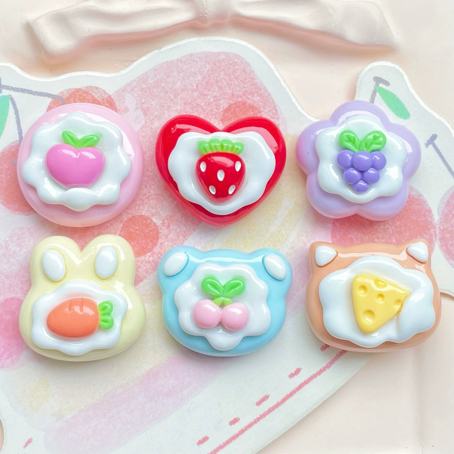 Cream children's phone case handmade, hair accessory