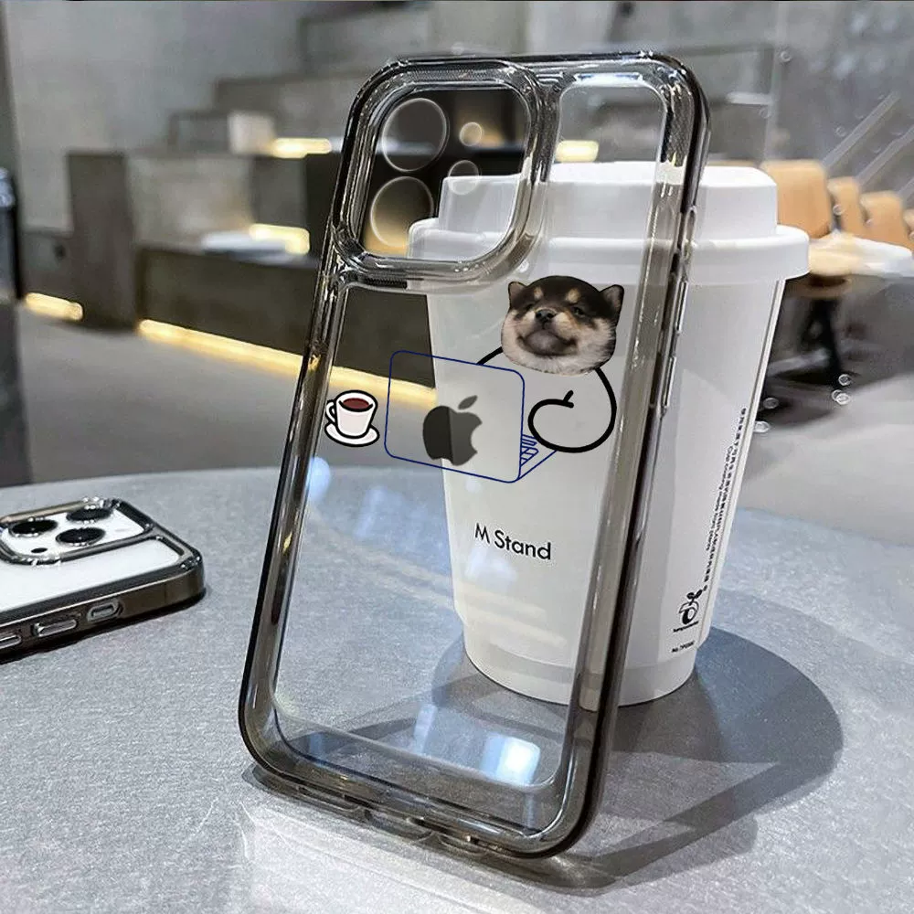Чехол для телефона (Apple) для iPhone 11–17 и iPhone 16 серии, прозрачный/черный TPU, милые принты кота и собаки