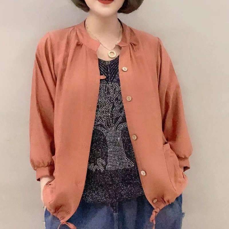 Cardigan jacket for women, cotton‑linen, western style, fitted sun‑protective layer, sizes S–4XL