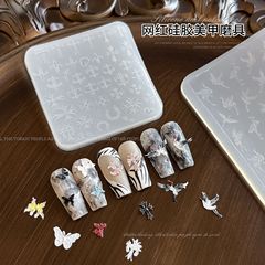 シリカゲルネイルレリーフ金型蝶ボヘミアン図案マニキュア充填研磨具脱型工具卸売り