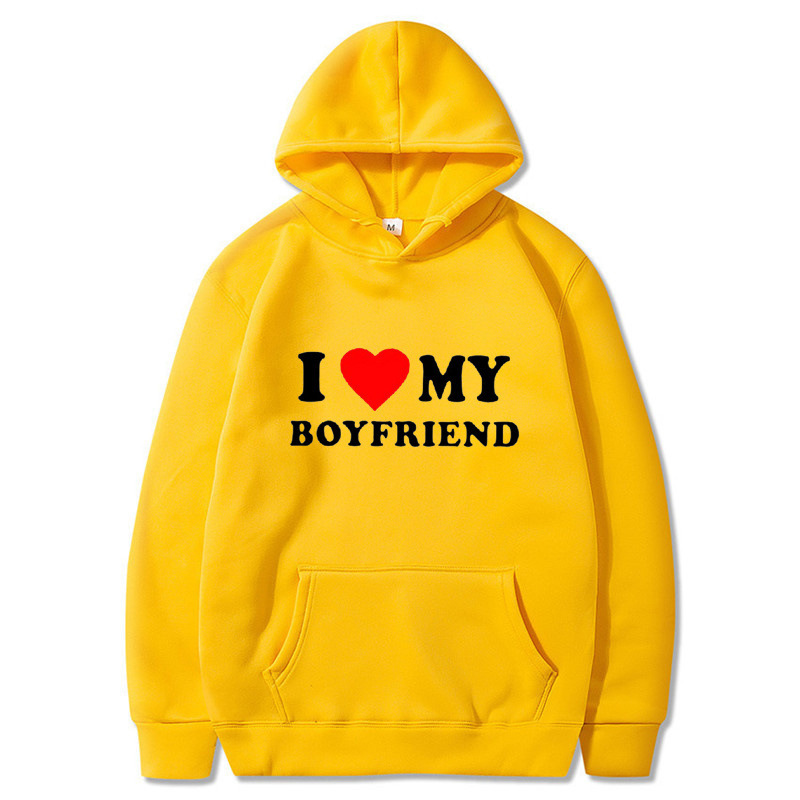 Cross Border European Code I Love My Girlfriend Printed Hoodies Sweatshirts Gothic Winter Pullover Casual Sweatshirtss
