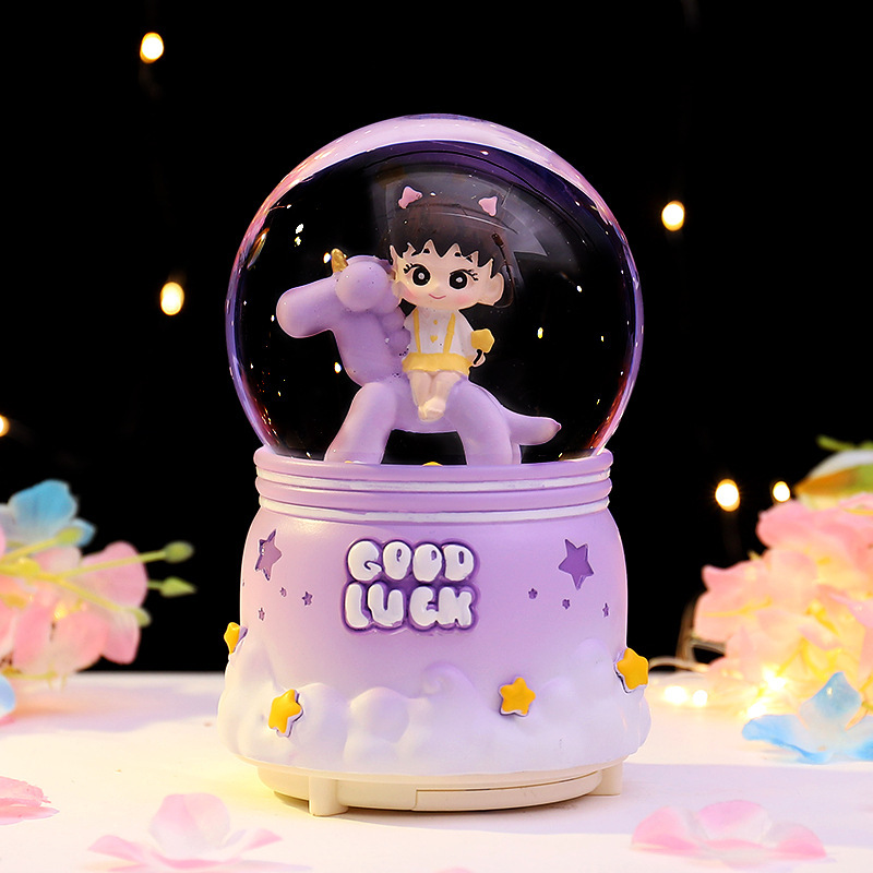 卡通水晶球发光小夜灯星空情书家居桌面摆件儿童生日礼物小礼品|undefined