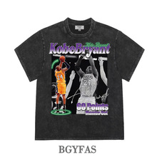 NBA科比透气2025篮球T恤美式复古男水洗夏季百搭休闲宽松短袖